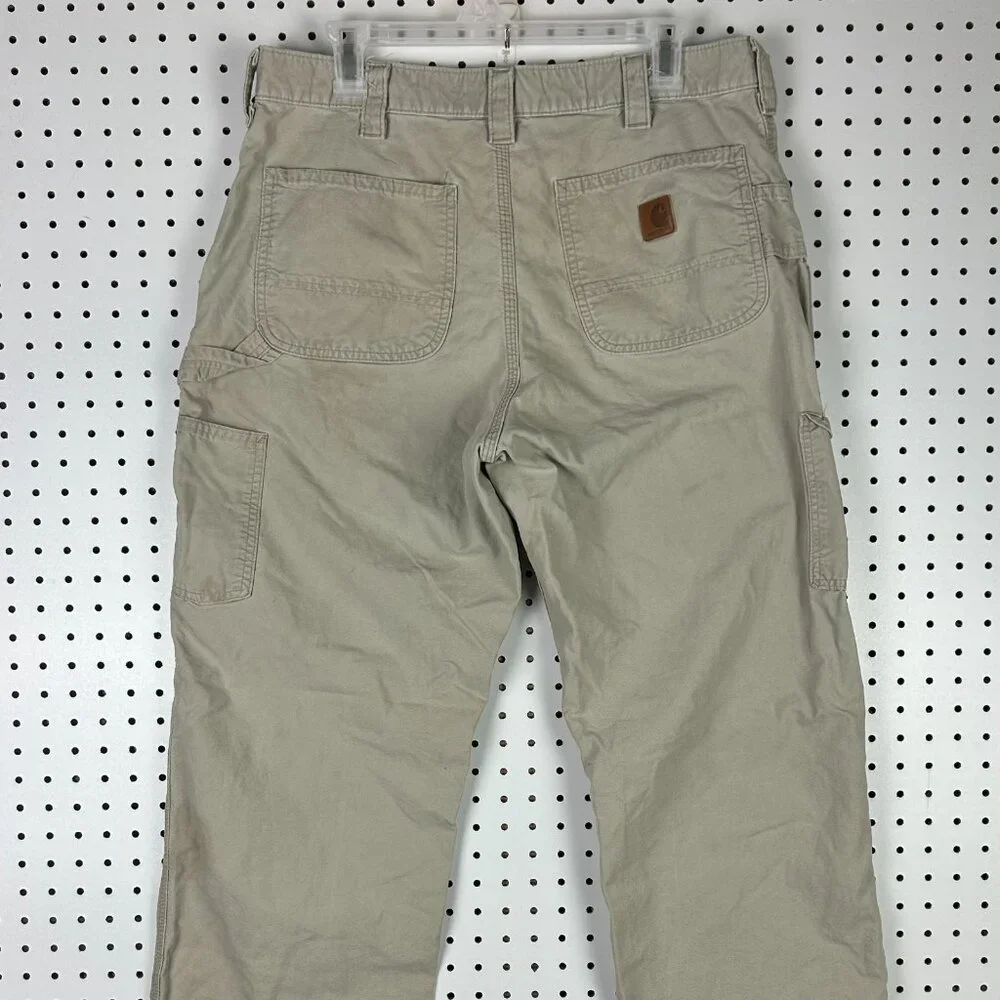 Carhartt Carpenter Pants 34x32 Khaki Tan‎ Distressed Faded Work Wear Skater y2k